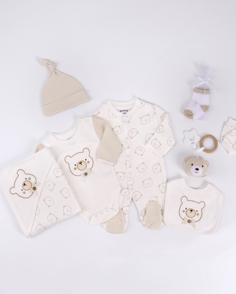 Erstausstattungs-Set Teddybär in Creme als Geschenk zur Geburt