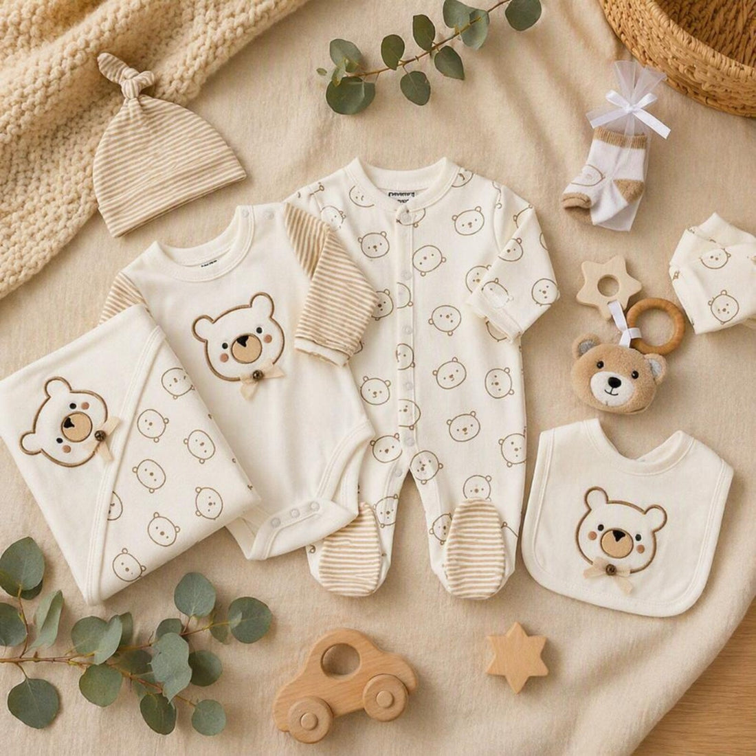 Baby-Erstausstattung Checkliste – Erstausstattungs-Set aus 100 % Baumwolle | sunnozy