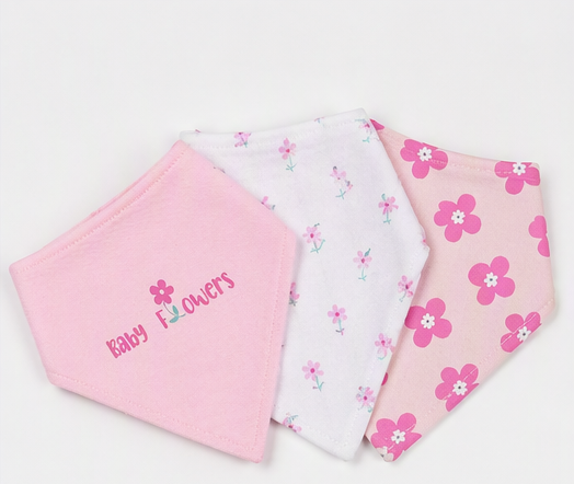 «Baby Flowers»- Halstücher 3er-Set – 100 % Baumwolle