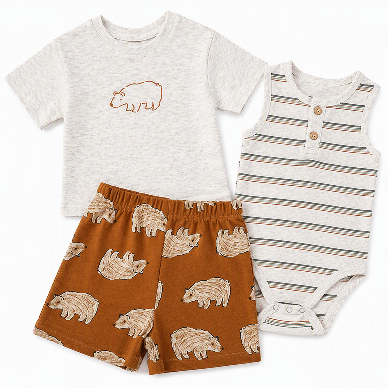 Sommer-Set Be Brave – T-Shirt, Body und Shorts für Babys