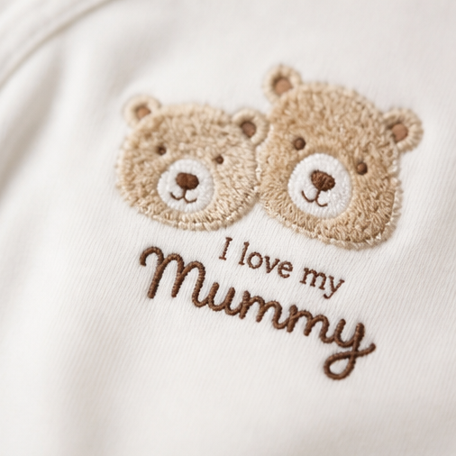 Kurzarm-Body I Love My Mummy mit Teddybär-Detail