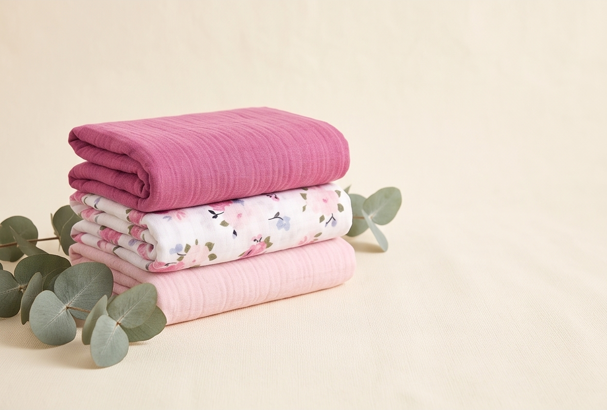 Mulltuch Rosa 90x100 cm – Detail des Musters