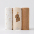 Teddybär Set - Mulltücher 3er-Set – 100% Baumwoll-Musselin, 112x112 cm