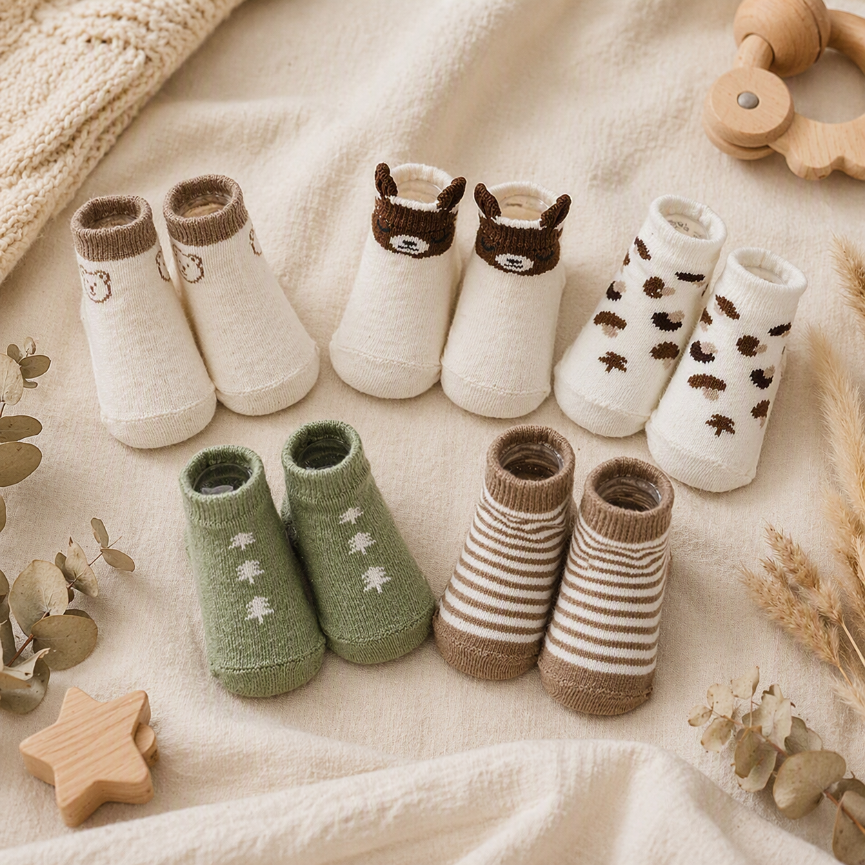 «Tier und Natur»-Baby-Söckchen 5er-Set – 100 % Baumwolle (Kopie) (Kopie)