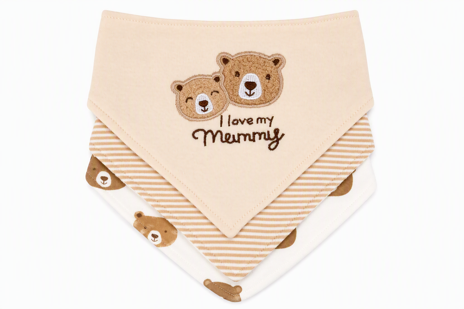 «I Love My Mummy»- Halstücher 3er-Set – 100 % Baumwolle
