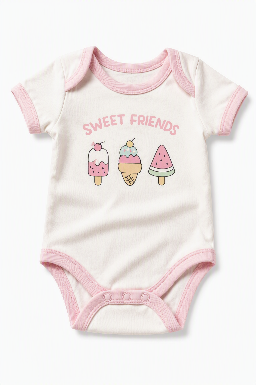 Baby Kurzarm-Body 5er-Set – Sommer «Sweet Friends» (Rosa & Mint)