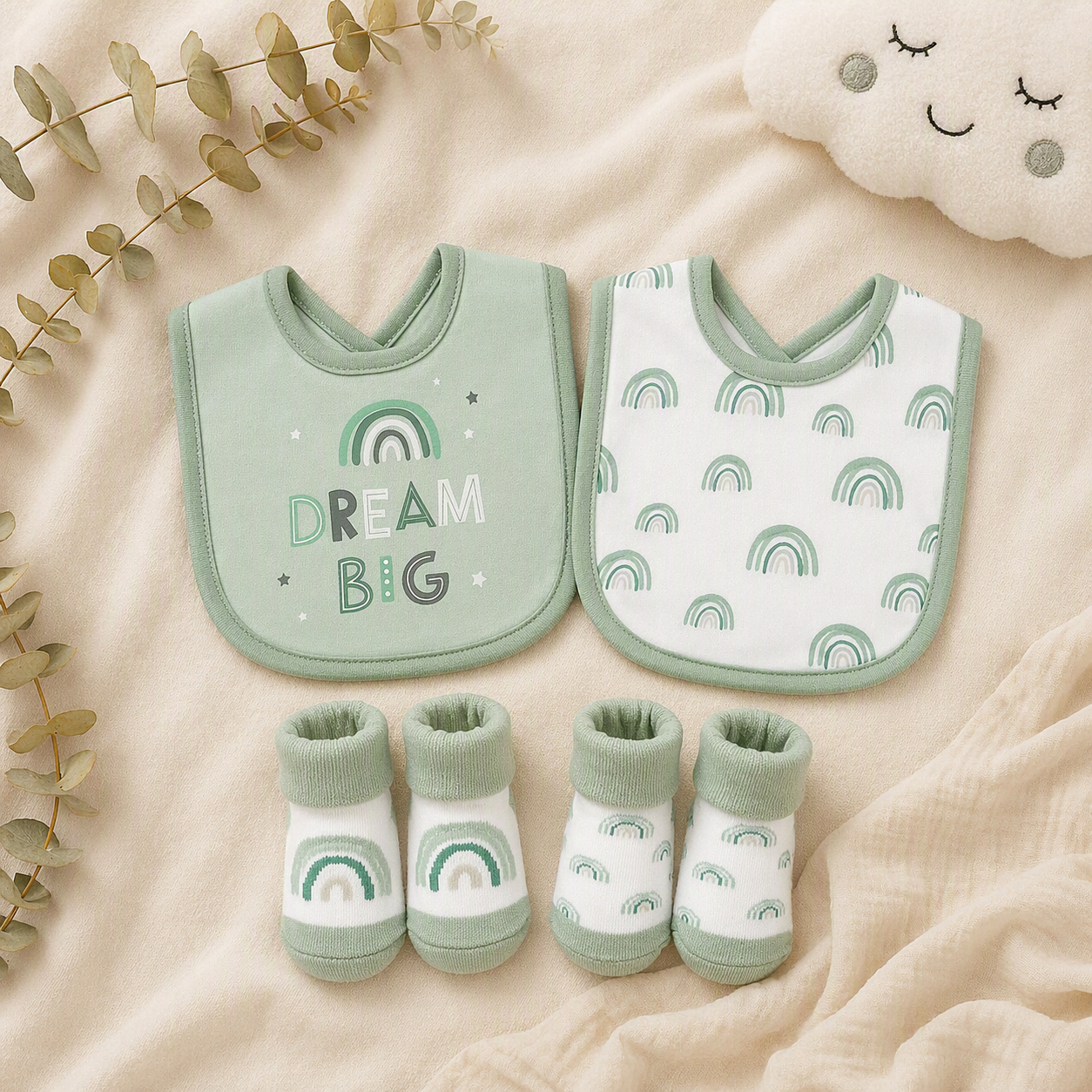 «Dream Big»-Lätzchen & Söckchen Geschenkset – 4-teilig