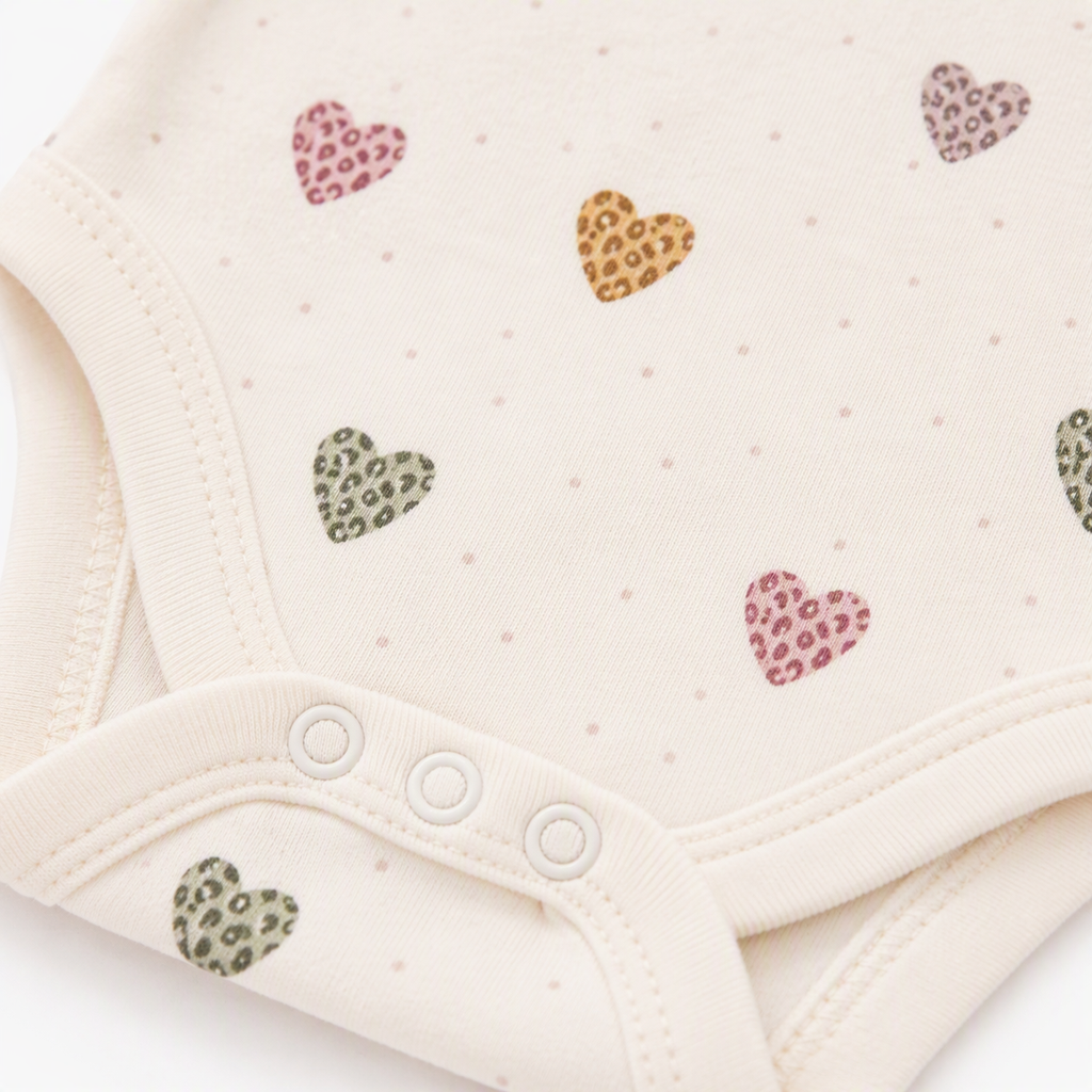 «Princess» Baby Langarm-Body 3er-Set – Rosa mit Herzen- 100% Baumwolle