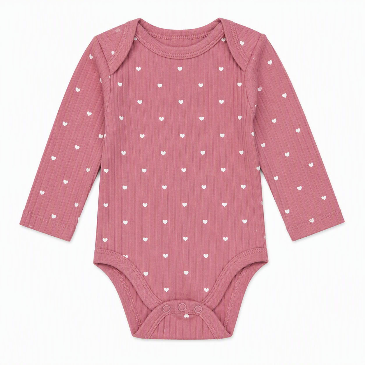 «Princess» Baby Langarm-Body 3er-Set – Rosa mit Herzen- 100% Baumwolle