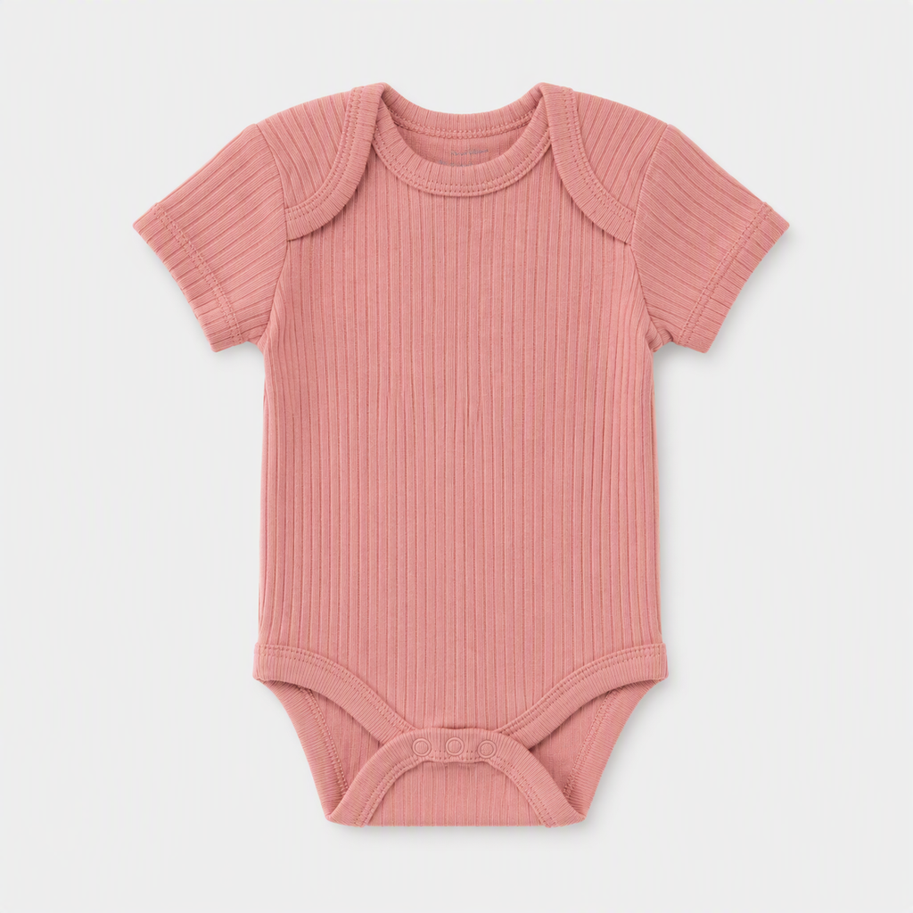 Baby Kurzarm-Body 5er-Set – «Love More» Herzen & Kätzchen (Rosa)