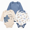 Baby Langarm-Body 3er-Set – Dino «Daddy Mommy love me» (Blau)
