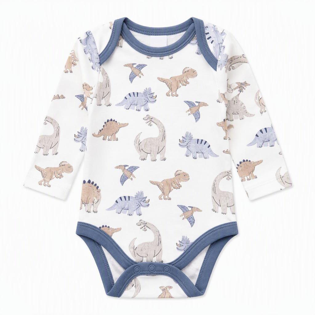 Baby Langarm-Body 3er-Set – Dino «Daddy Mommy love me» (Blau)