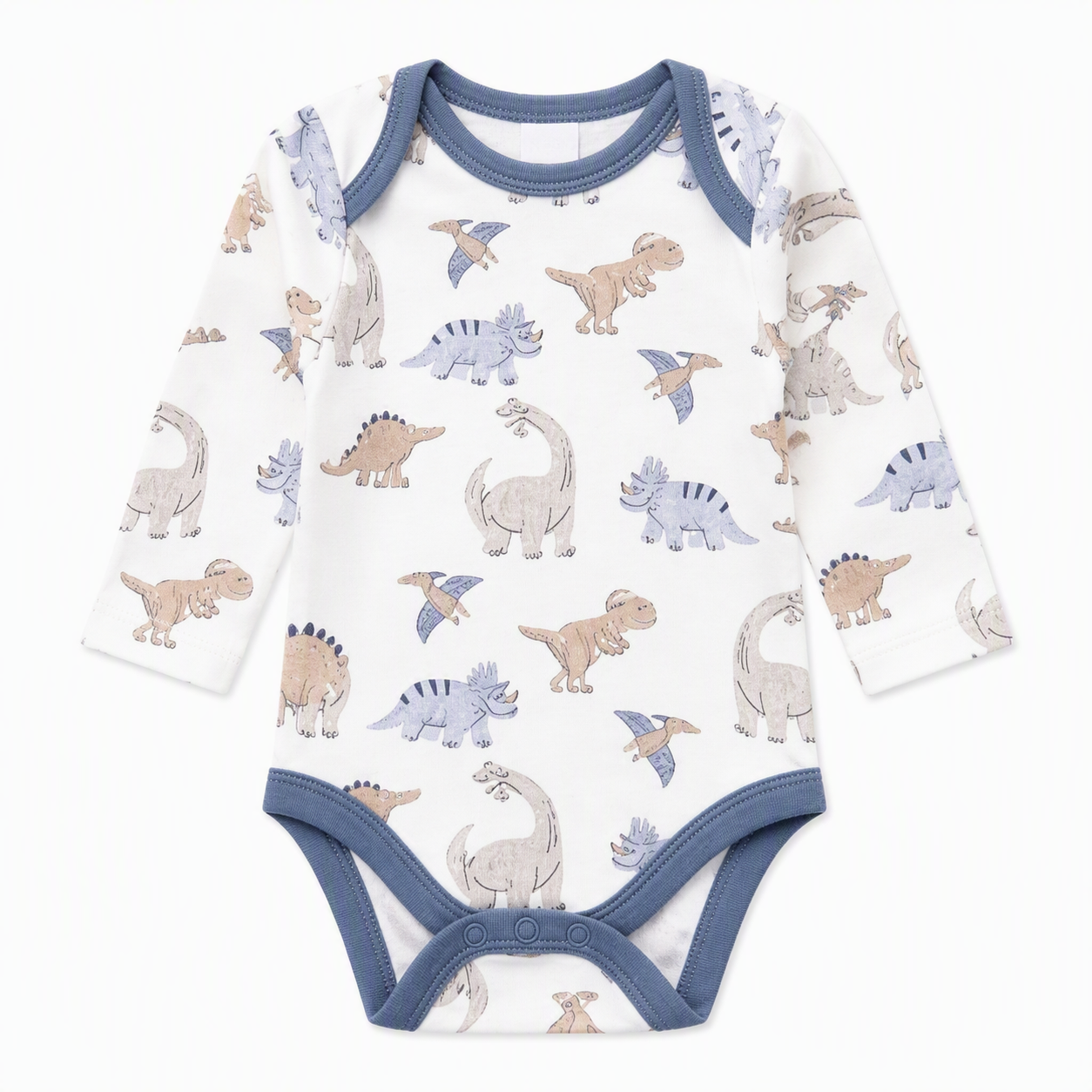 Baby Langarm-Body 3er-Set – Dino «Daddy Mommy love me» (Blau)
