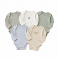 Body-Set Little One – fünf gerippte Langarm-Bodys in Naturtönen