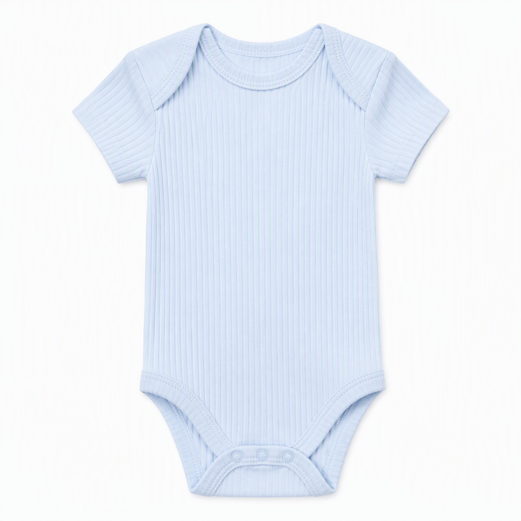 Baby Kurzarm-Body 5er-Set – Ripp Neutral «Growing up strong»