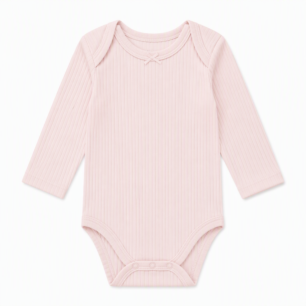 «Mum Dad Me» Baby Langarm-Body 5er-Set – Ripp Pastell (Lila & Blumen)