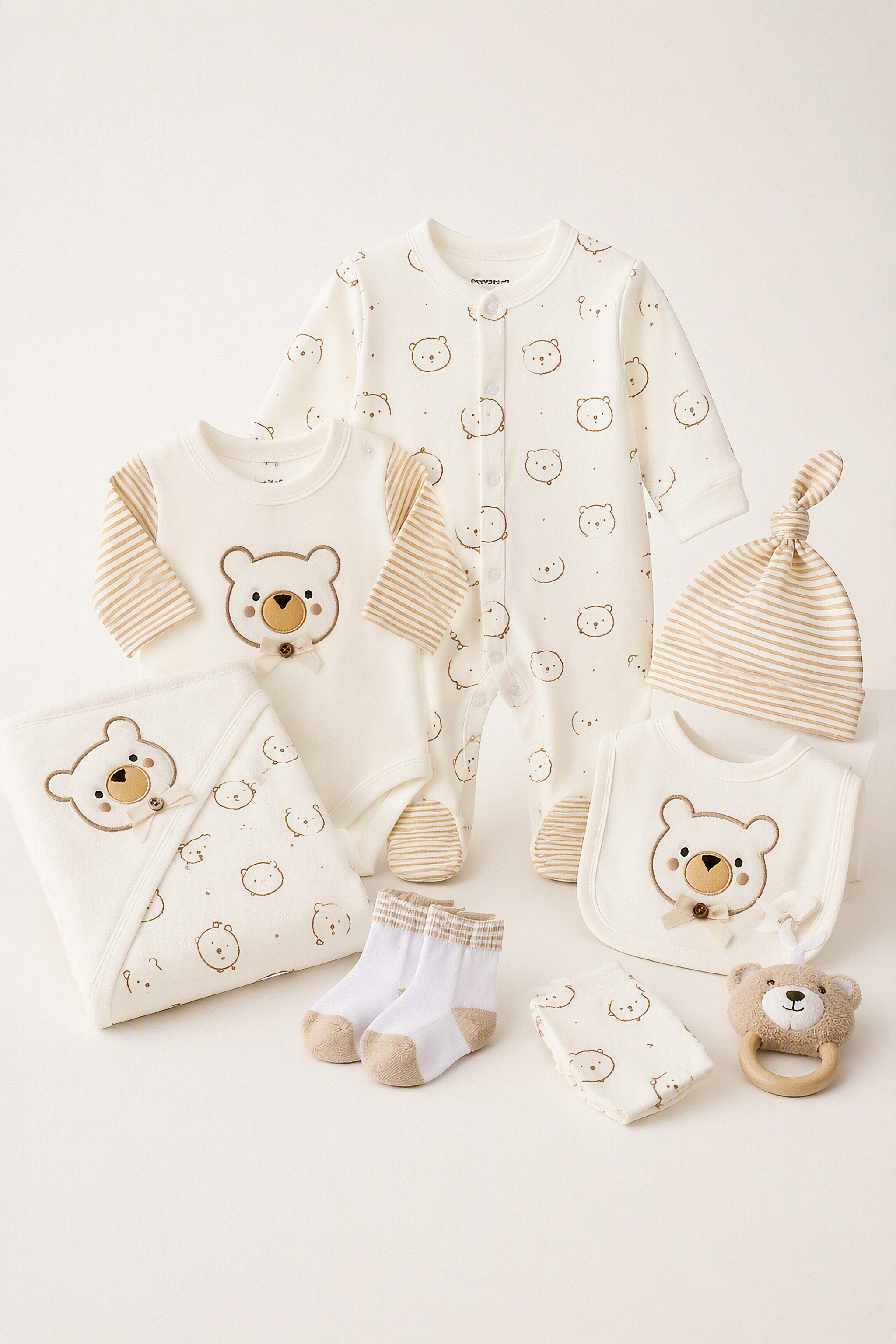 Erstausstattung-Set «Teddybär» – Creme, 8-teilig