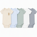 Baby Kurzarm-Body 5er-Set – Ripp Neutral «Growing up strong»