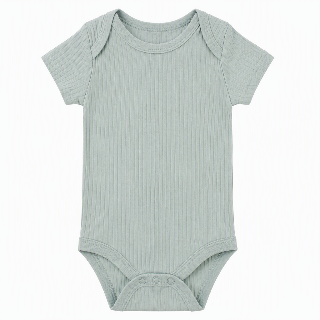 Baby Kurzarm-Body 5er-Set – Ripp Neutral «Growing up strong»