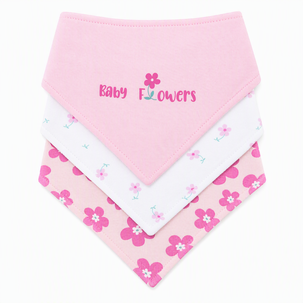 «Baby Flowers»- Halstücher 3er-Set – 100 % Baumwolle