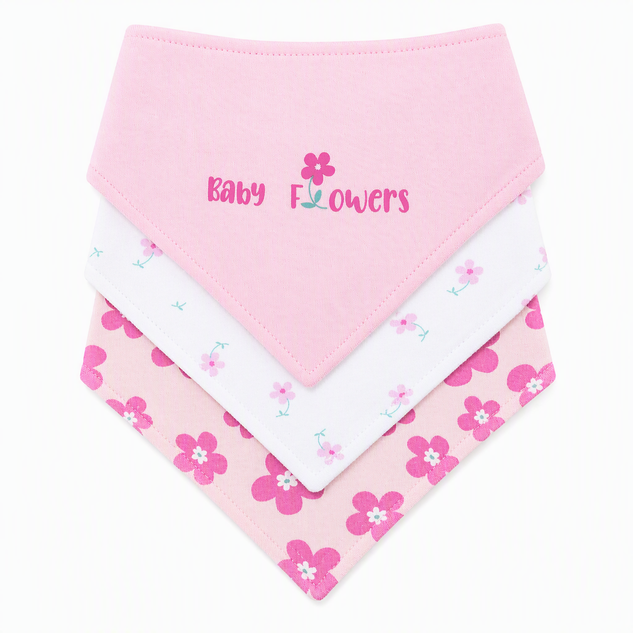 «Baby Flowers»- Halstücher 3er-Set – 100 % Baumwolle