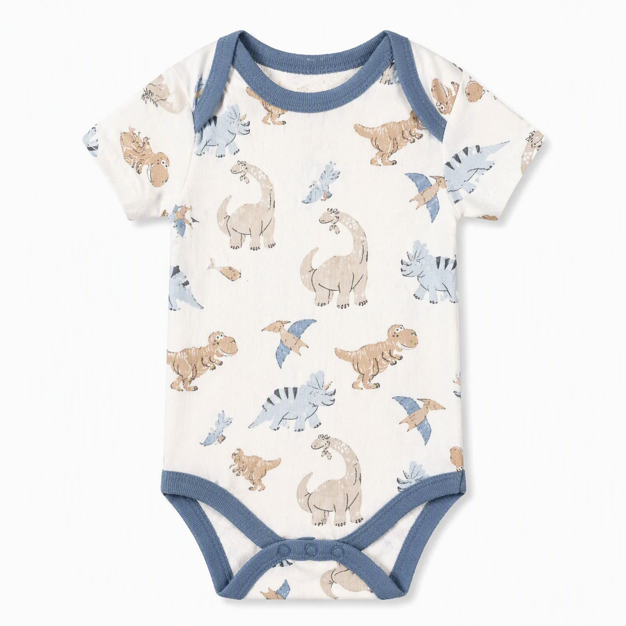 Kurzarm-Body Dinosaur in Blau mit Dino-Print