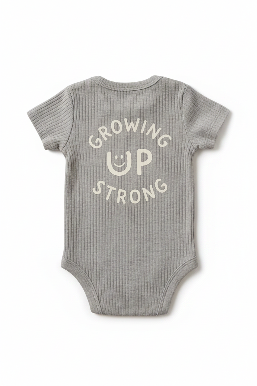 Baby Kurzarm-Body 5er-Set – Ripp Neutral «Growing up strong»