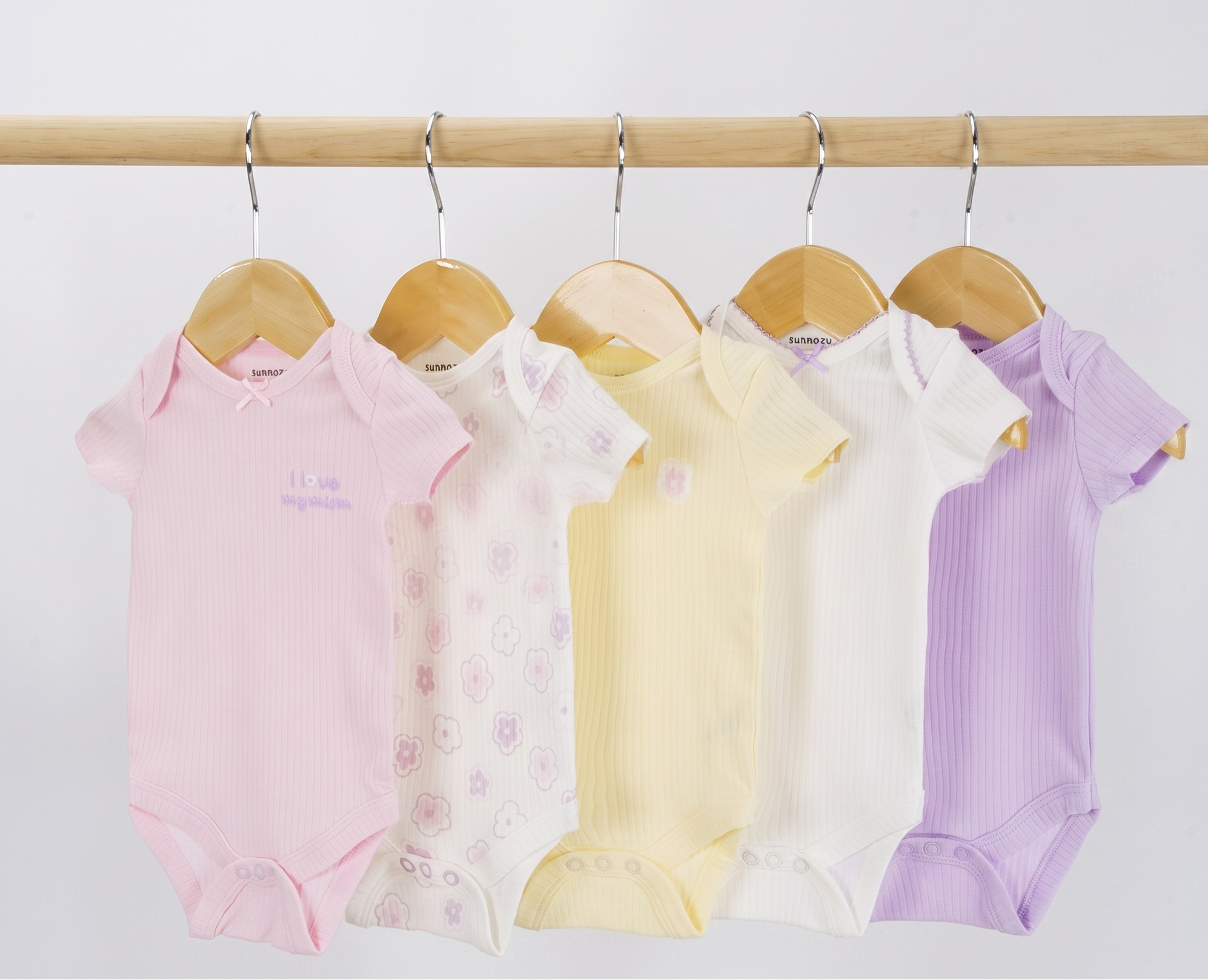 «I love my Mum» Baby Kurzarm-Body 5er-Set – Pastell