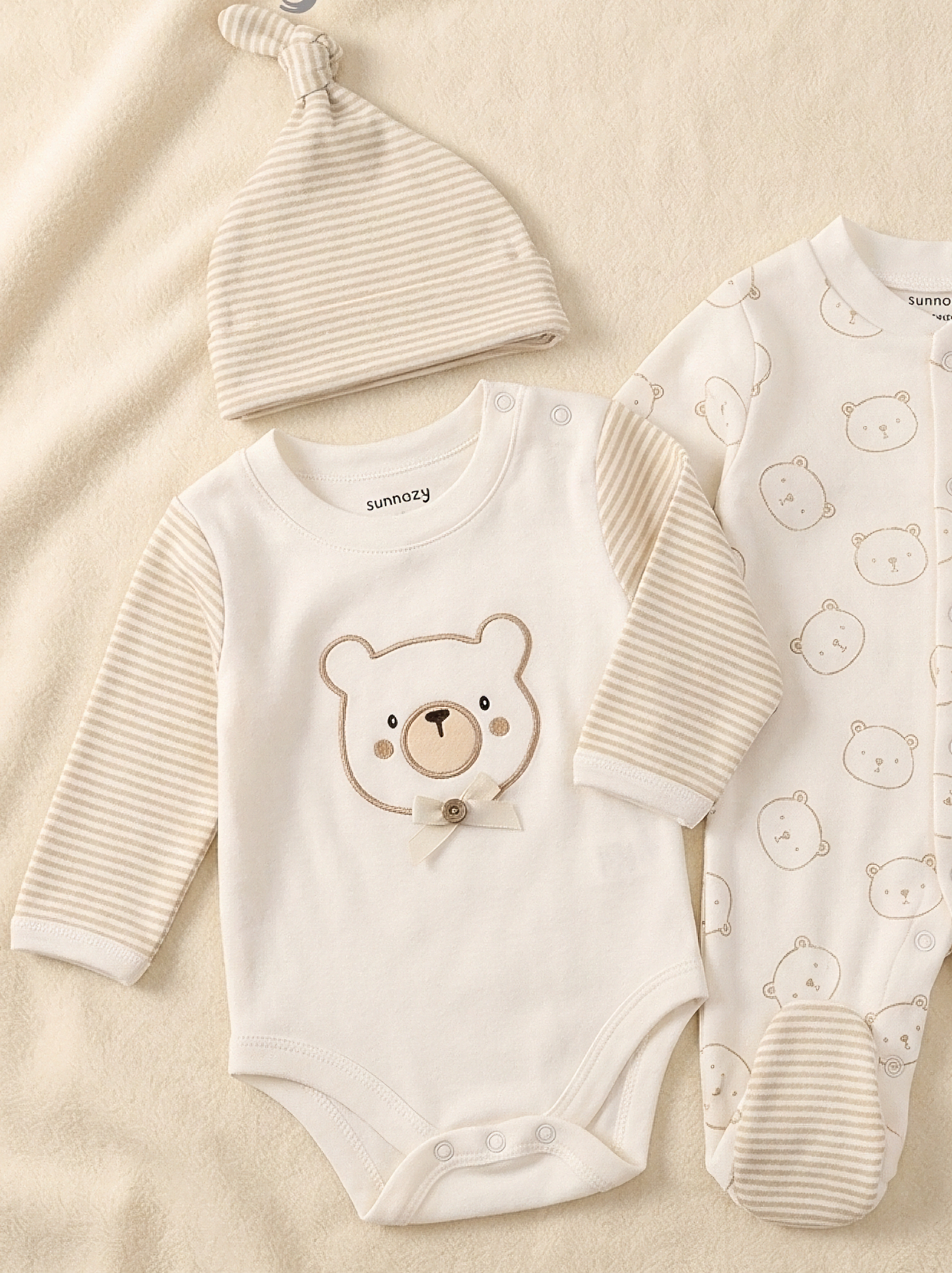 Erstausstattung-Set «Teddybär» – Creme, 8-teilig