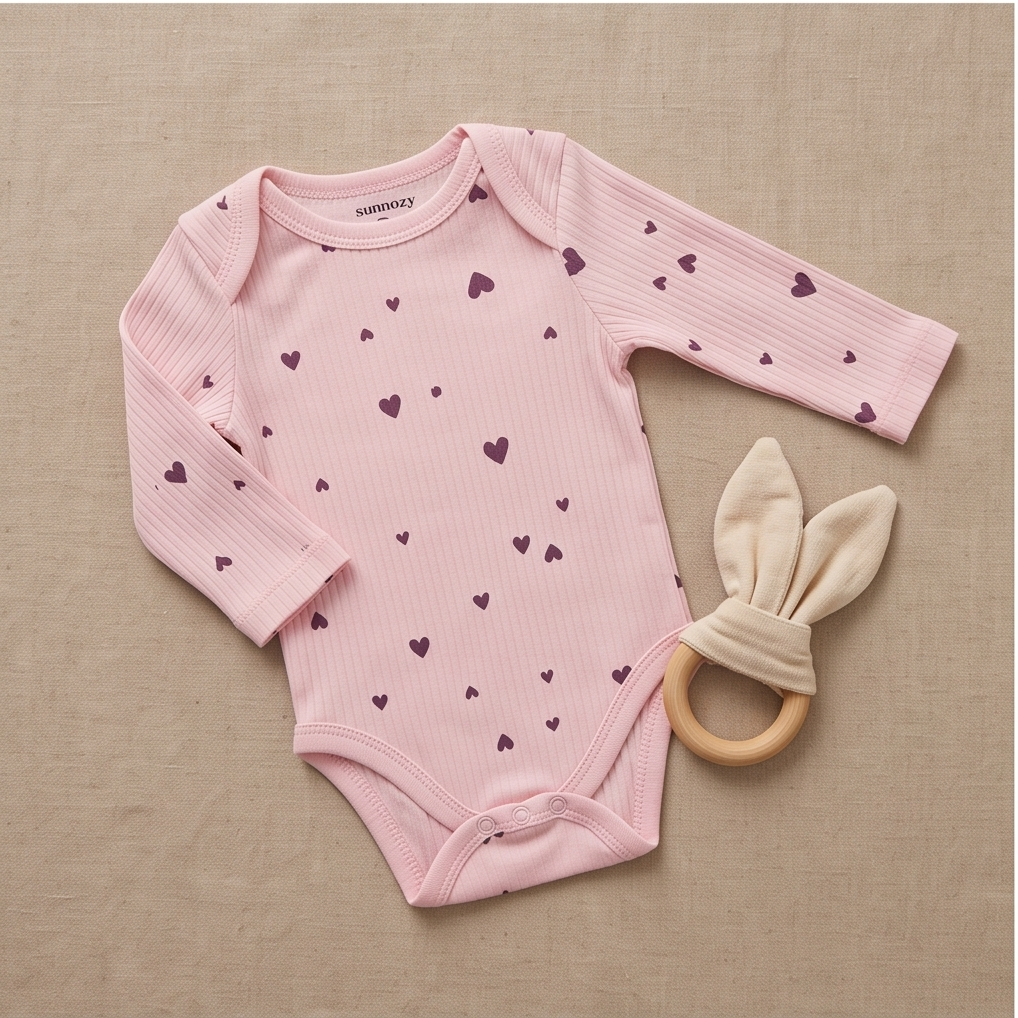 Baby Langarm-Body 3er-Set – Ripp «Lovely Little Girl» (Lila & Rosa)