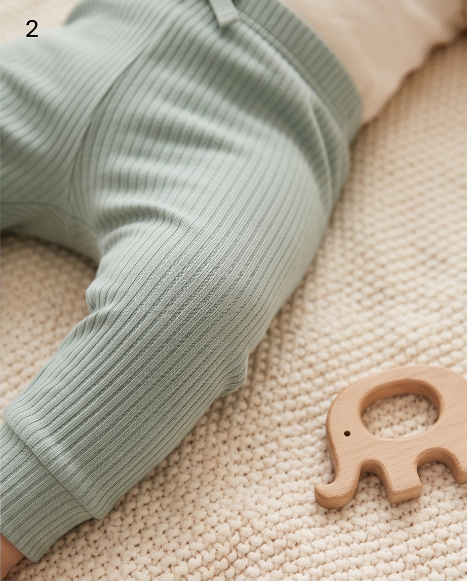 Baby Jogginghose 5er-Set – Ripp Pastell mit Schleife