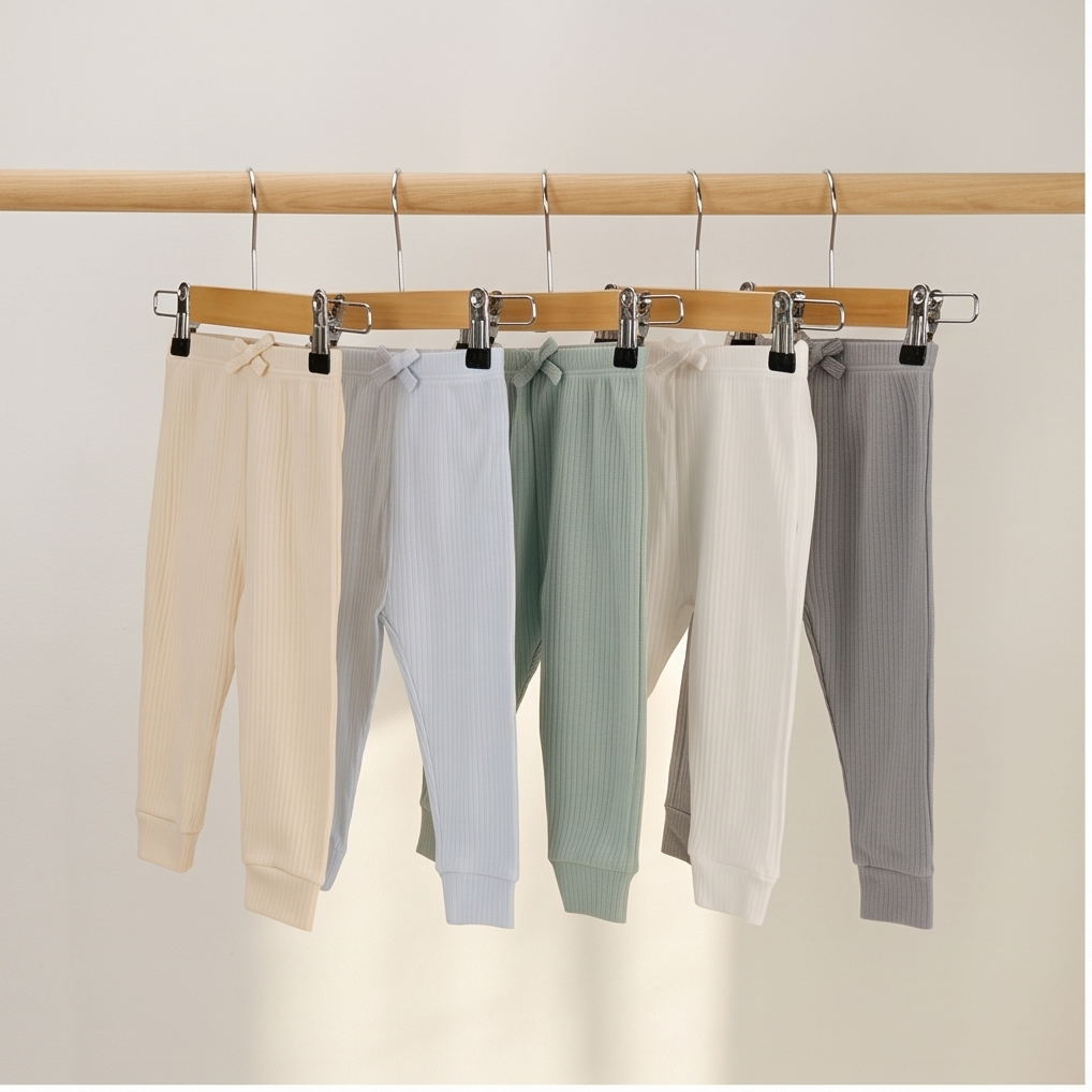 Baby Jogginghose 5er-Set – Ripp Pastell mit Schleife