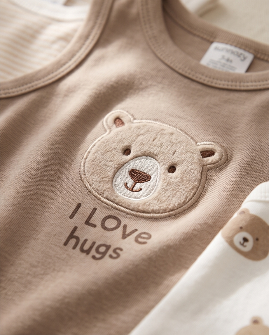 Ärmelloser Body I Love Hugs – Schulterknöpfe im Detail