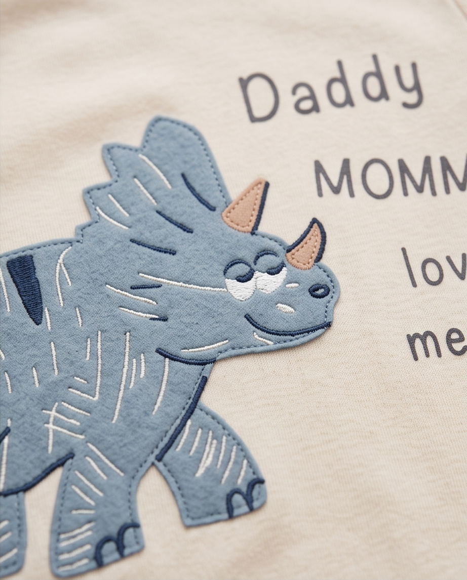 Baby Langarm-Body 3er-Set – Dino «Daddy Mommy love me» (Blau)