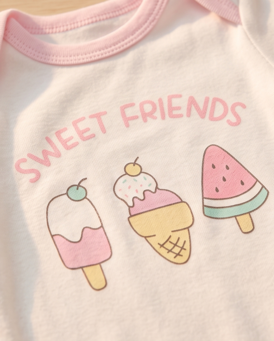 Baby Kurzarm-Body 5er-Set – Sommer «Sweet Friends» (Rosa & Mint)