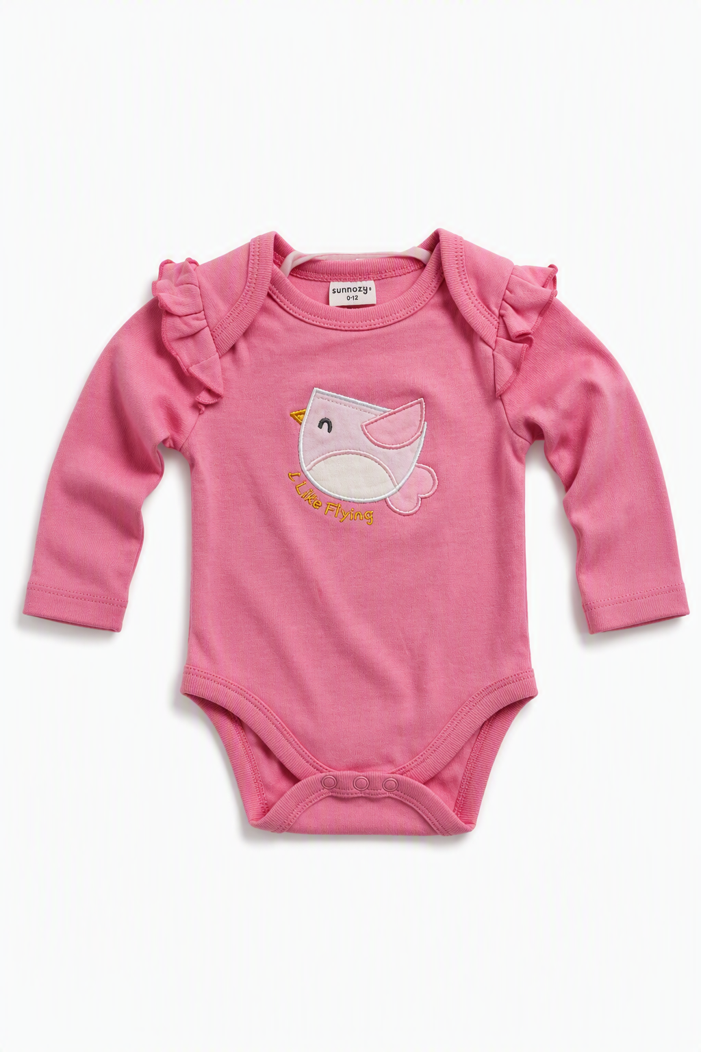 Baby Langarm-Body 3er-Set – «I Like Flying» Vögelchen & Eis (Rosa)