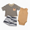 Sommer-Set «Krokodil» 3-teilig T-Shirt Body & Shorts | sunnozy Babykleidung Schweiz