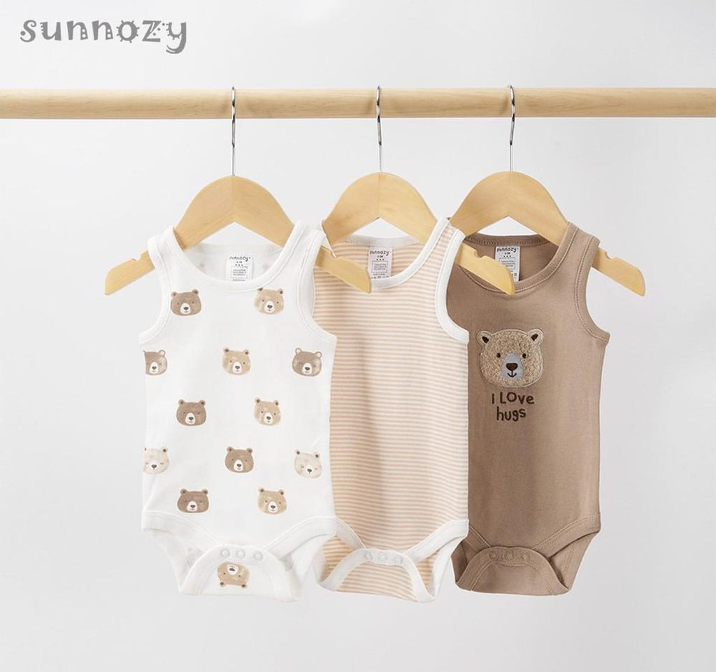 Body-Set «I Love Hugs» Ärmellos 3er-Pack | sunnozy Babykleidung Schweiz