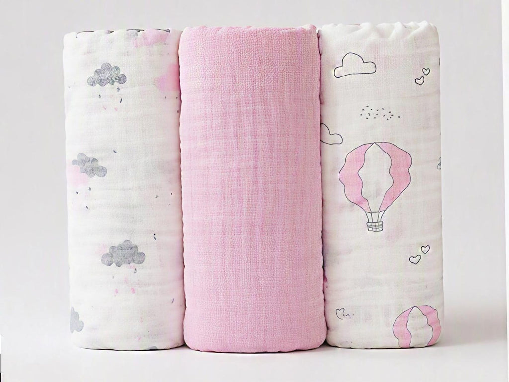 Mulltücher 3er-Set 100% Baumwoll-Musselin 112x112 cm | sunnozy Babykleidung Schweiz