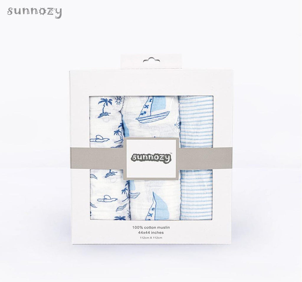 Mulltücher 3er-Set 100% Baumwoll-Musselin 112x112 cm – Bild 6 | sunnozy Babykleidung Schweiz