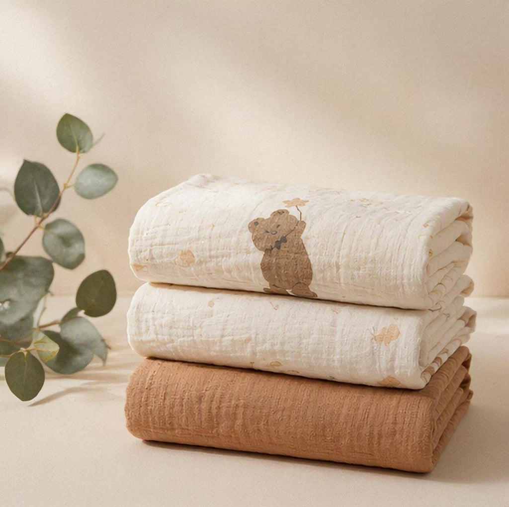 Mulltücher 3er-Set 100% Baumwoll-Musselin 112x112 cm – Bild 9 | sunnozy Babykleidung Schweiz