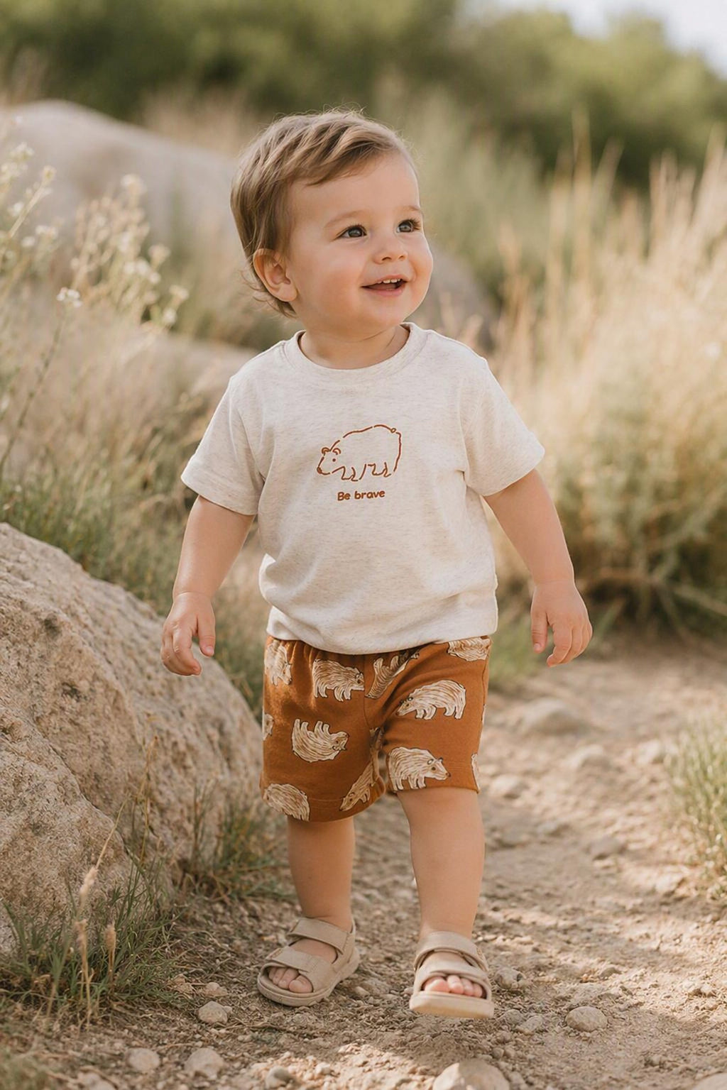 Sommer-Set «Be Brave» 3-teilig T-Shirt Body & Shorts – Bild 3 | sunnozy Babykleidung Schweiz