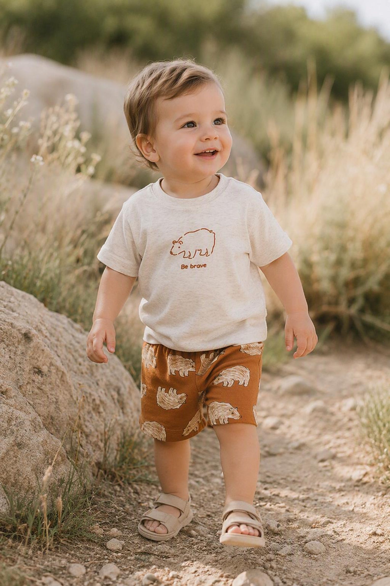 Sommer-Set «Be Brave» 3-teilig T-Shirt Body & Shorts – Bild 3 | sunnozy Babykleidung Schweiz