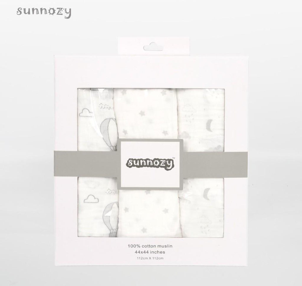Mulltücher 3er-Set 100% Baumwoll-Musselin 112x112 cm – Bild 4 | sunnozy Babykleidung Schweiz