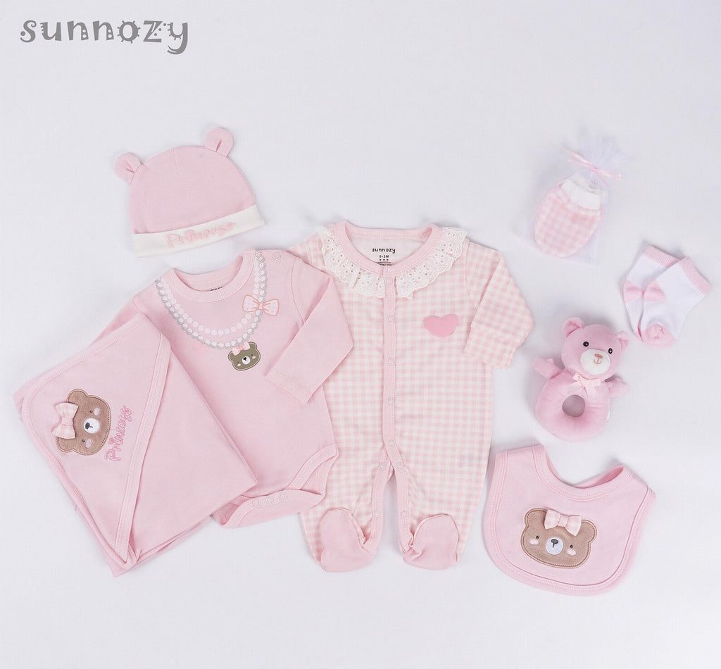 Erstausstattung-Set «Princess» Rosa 8-teilig – Bild 2 | sunnozy Babykleidung Schweiz