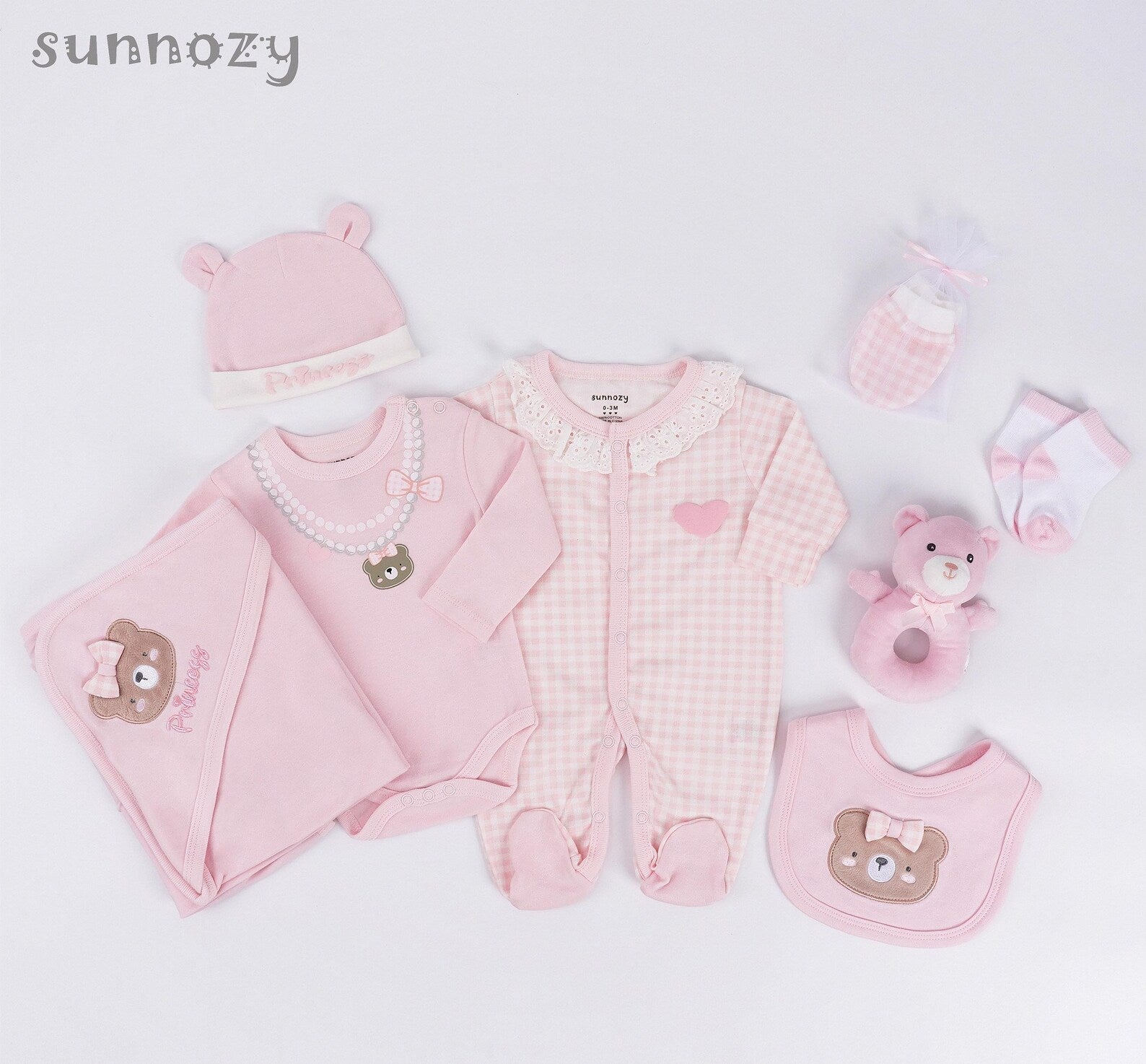Erstausstattung-Set «Princess» Rosa 8-teilig – Bild 2 | sunnozy Babykleidung Schweiz