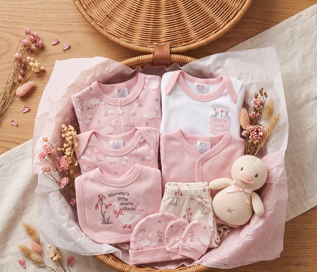 Erstausstattung-Set «Little and Loved» Rosa Enten 9-teilig – Bild 6 | sunnozy Babykleidung Schweiz